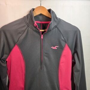 Hollister California Half Zip Pullover Large Grey Pink Athleisure